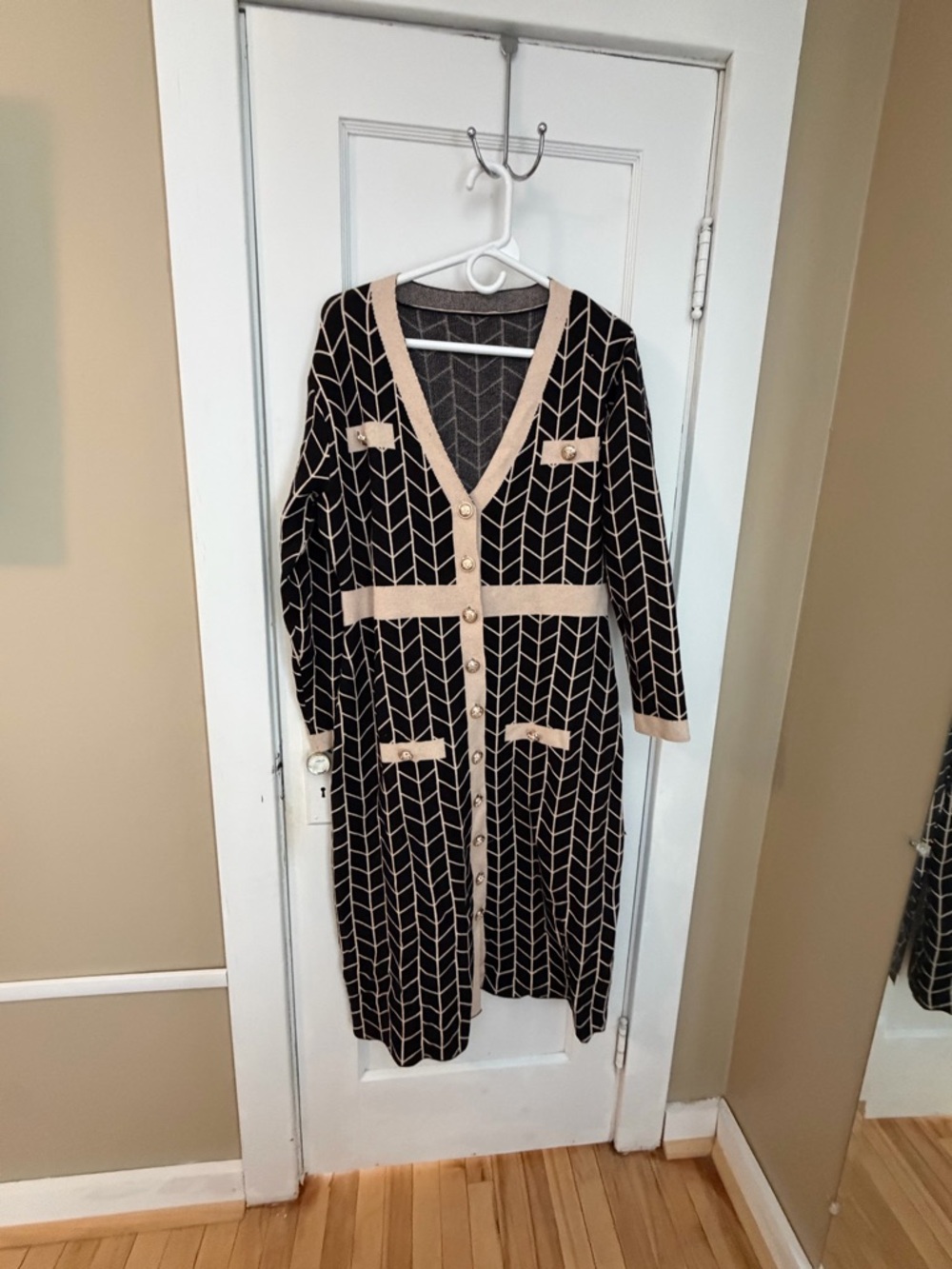 Black & Cream Button Dress